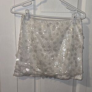 SHEIN White Sequin Mini Skirt